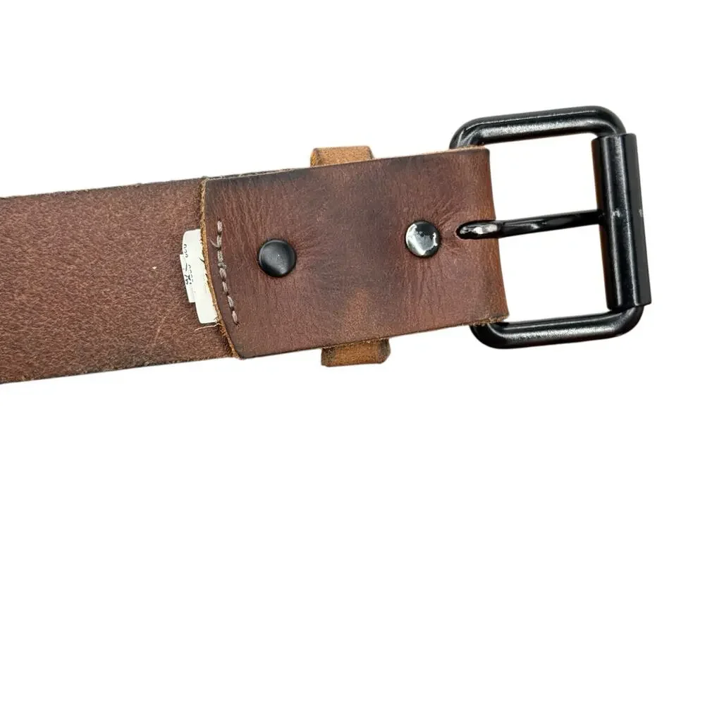 American Eagle Strap Belt Men SZ M Brown Leather Rustic Western Rugged Everyday
